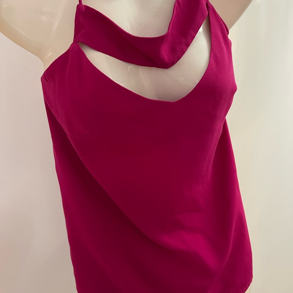 Fuchsia pink cutout v neck tank top by French Connection